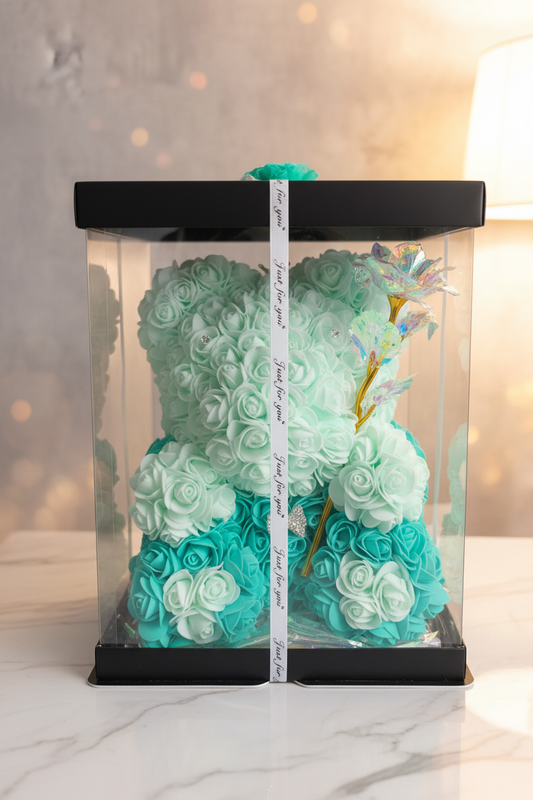 Bloemenbeer met accessoires 30 cm voor een betoverende decoratie