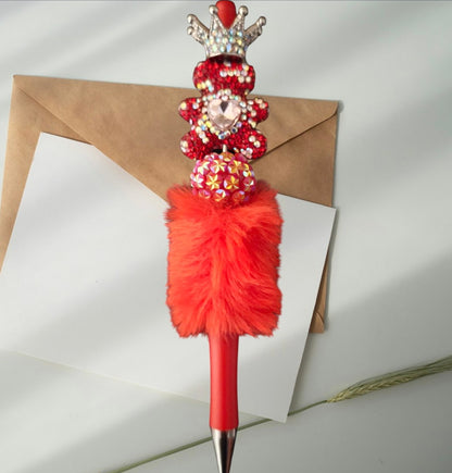 Fluffy luxury pens with beads,