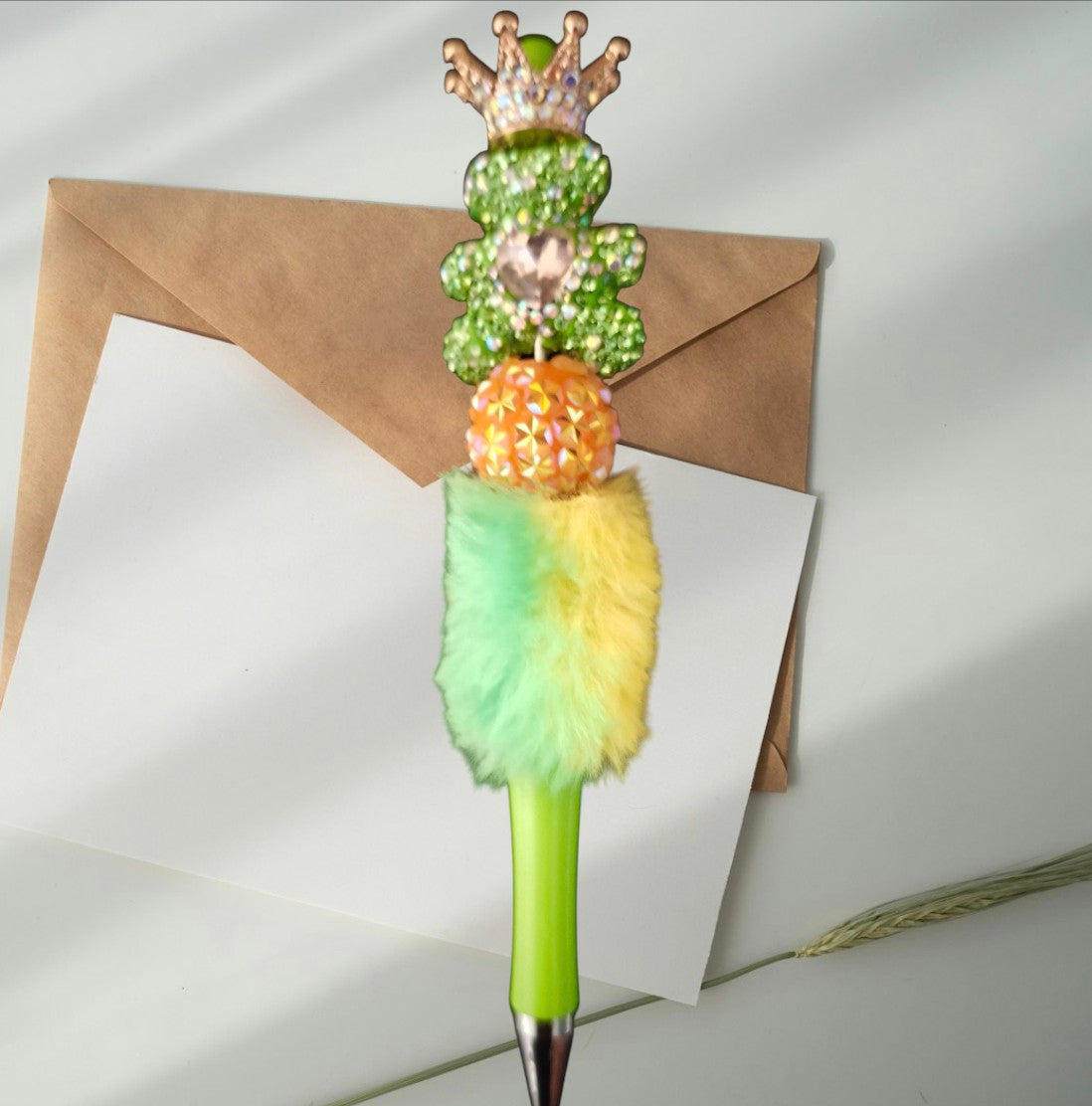 Fluffy luxury pens with beads,