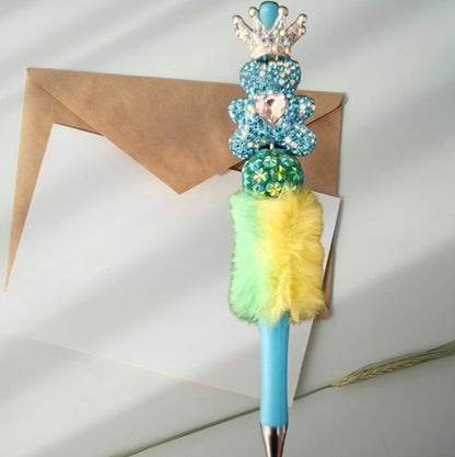 Fluffy luxury pens with beads,