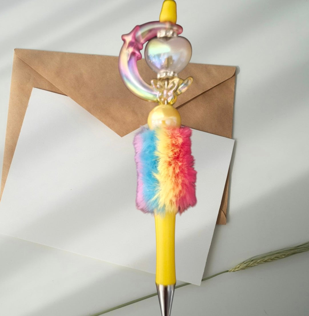 Fluffy luxury pens with beads,