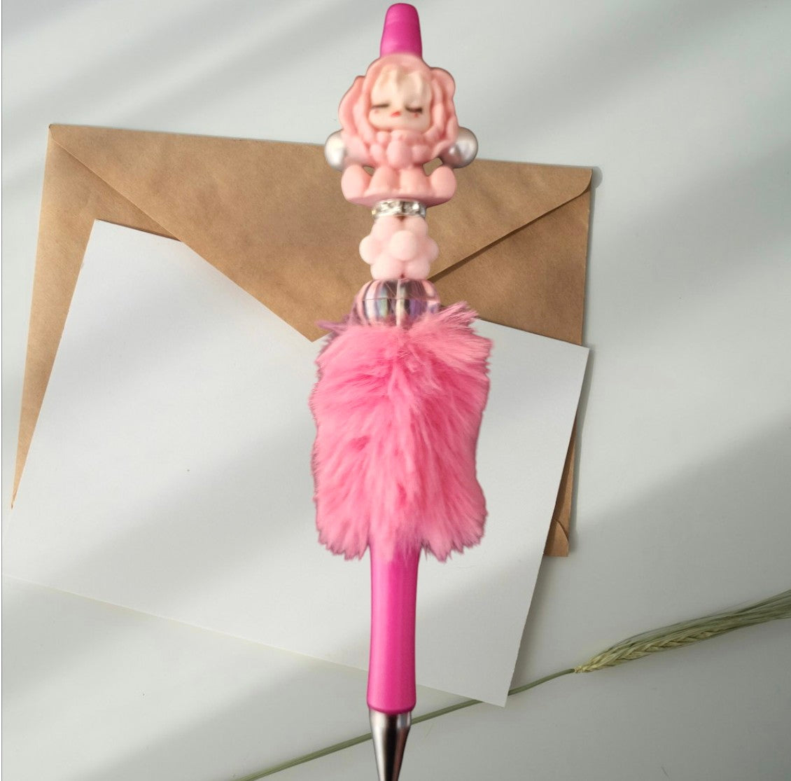 Fluffy luxury pens with beads,