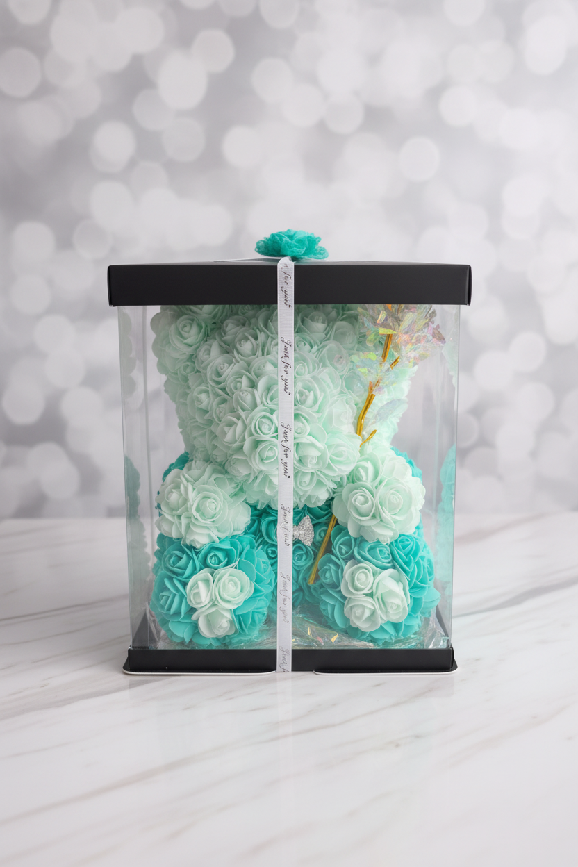 Bloemenbeer met accessoires 30 cm voor een betoverende decoratie