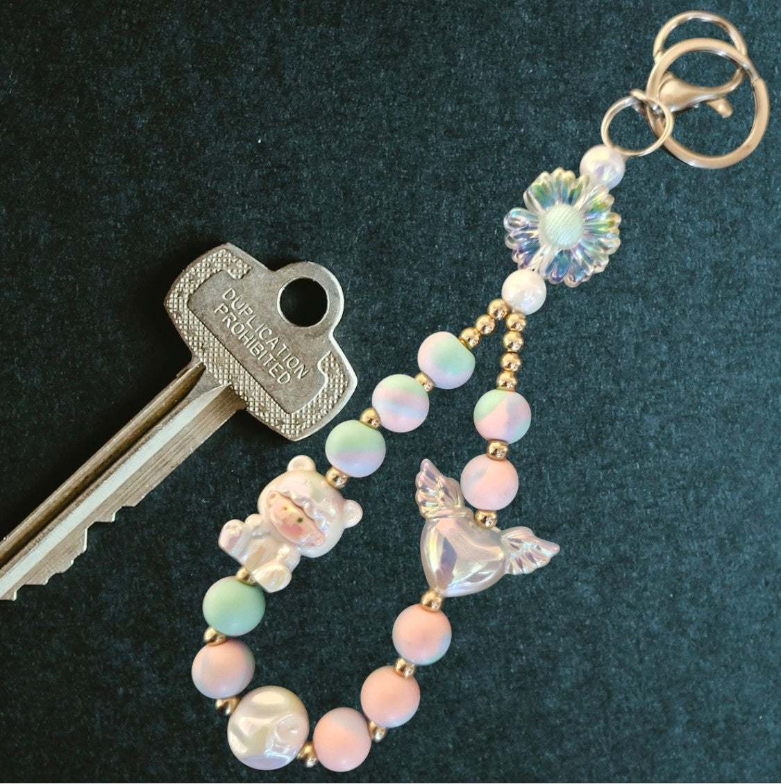 Handgemaakte acryl/ siliconen kralen sleutelhanger