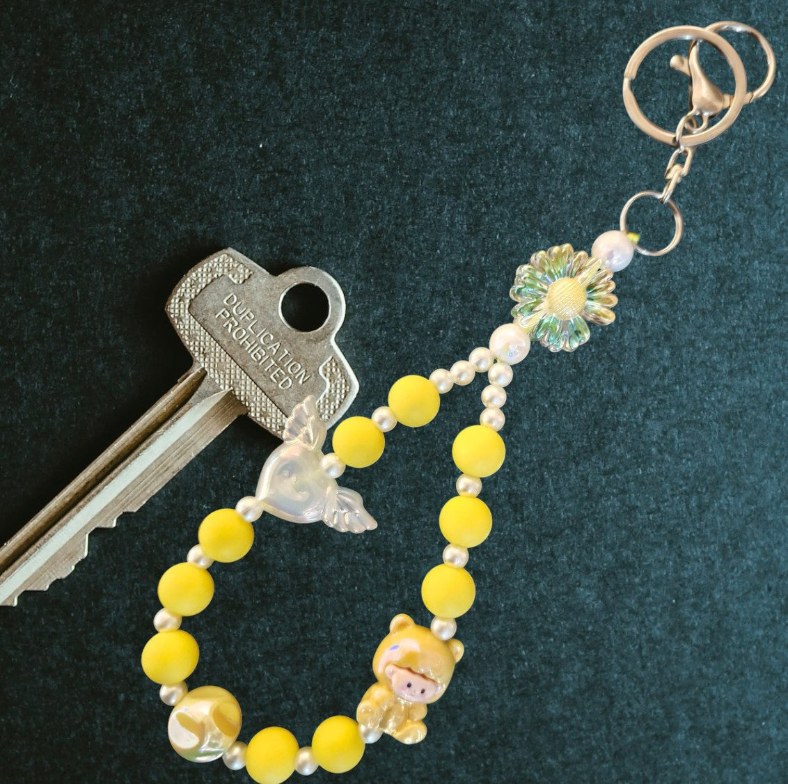 Handgemaakte acryl/ siliconen kralen sleutelhanger
