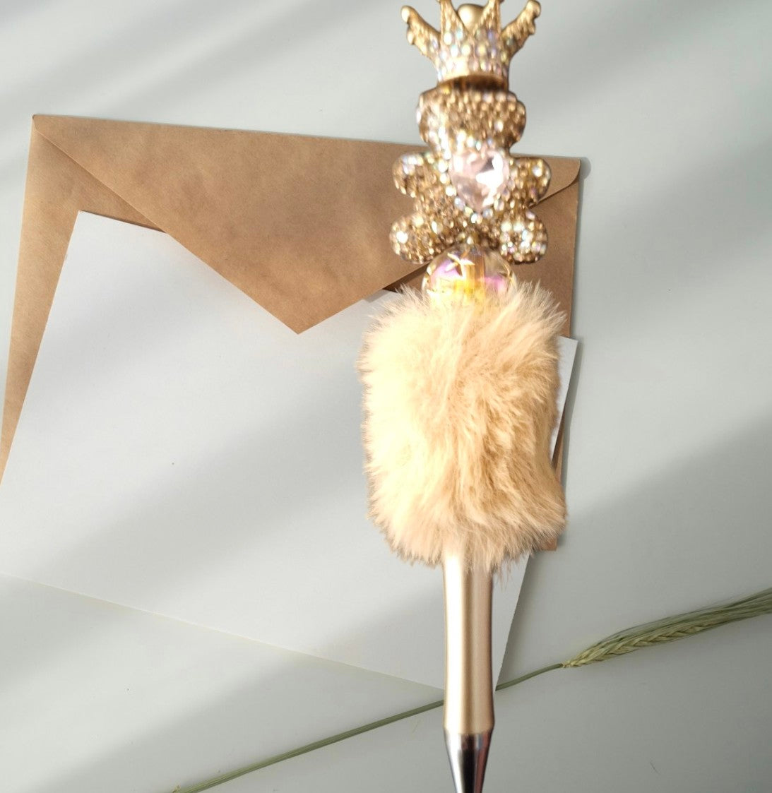 Fluffy luxury pens with beads,
