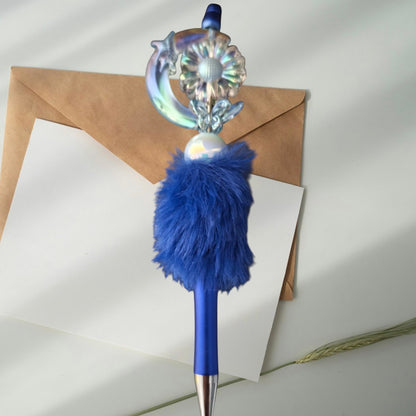 Fluffy luxury pens with beads,