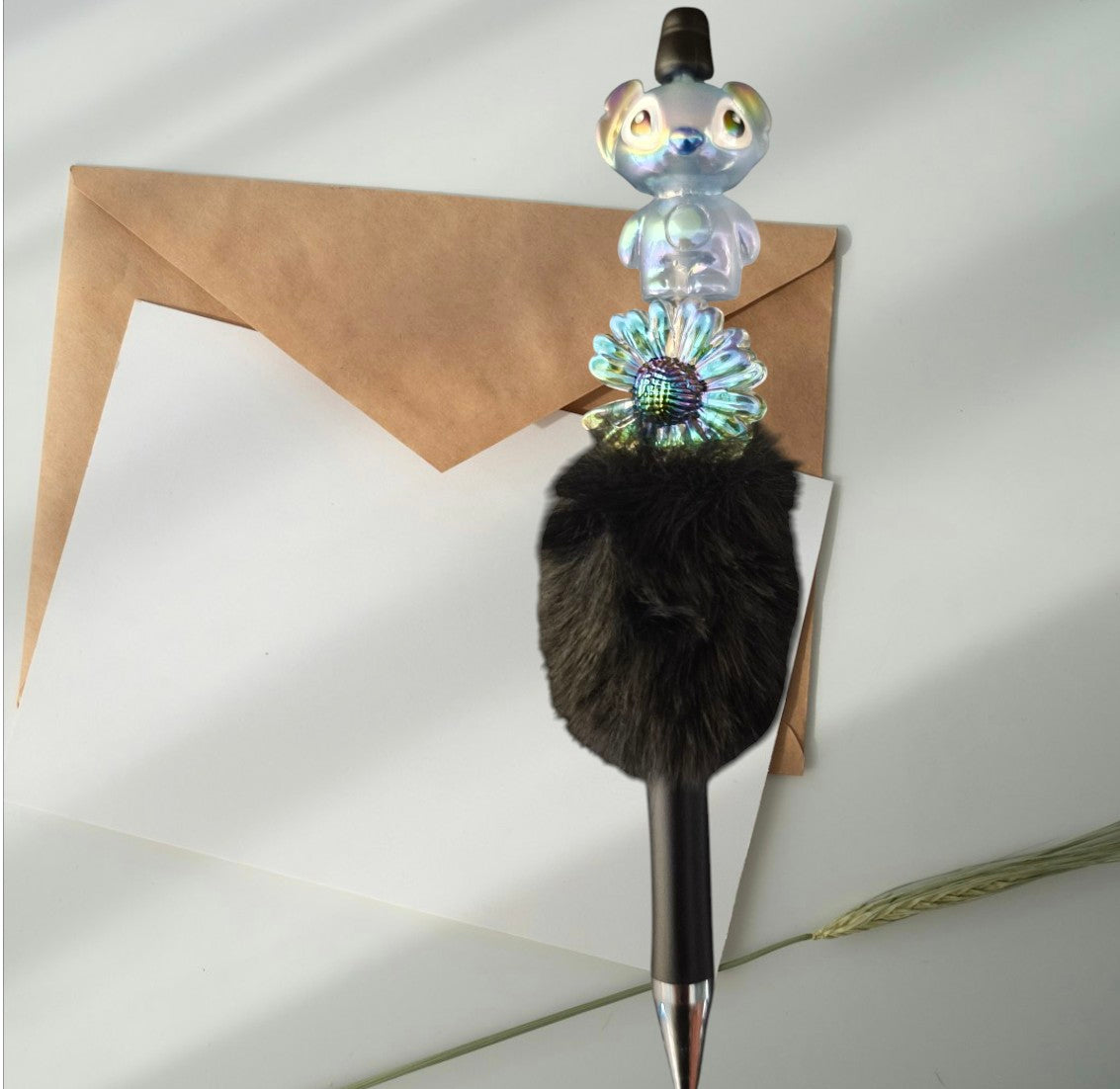 Fluffy luxury pens with beads,