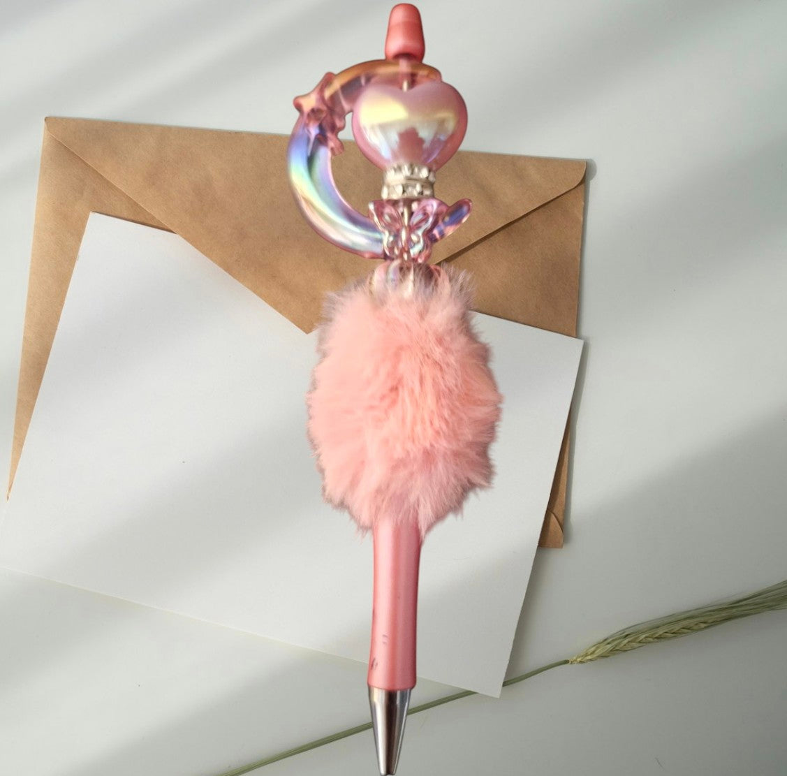 Fluffy luxury pens with beads,