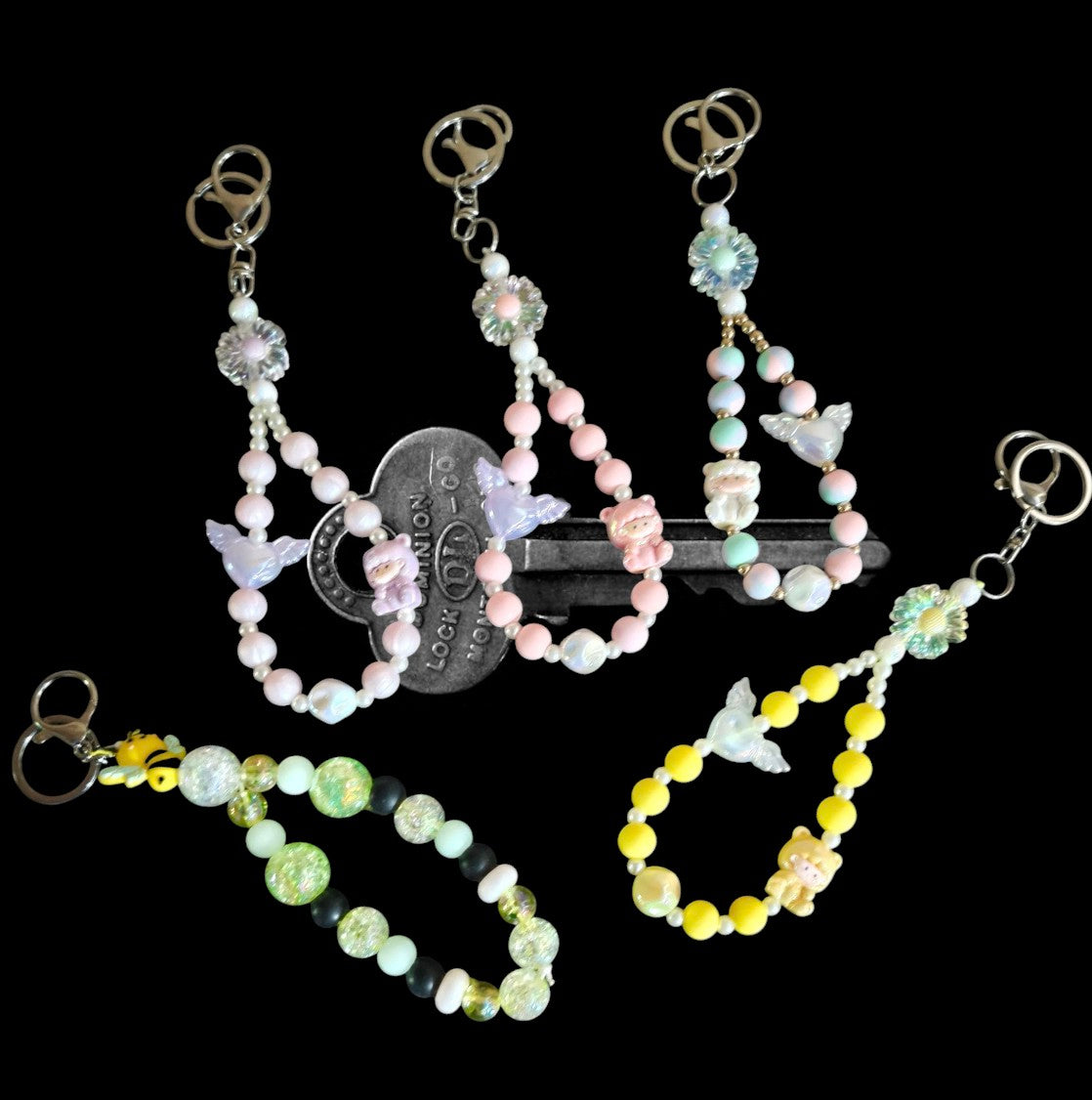 Handgemaakte acryl/ siliconen kralen sleutelhanger