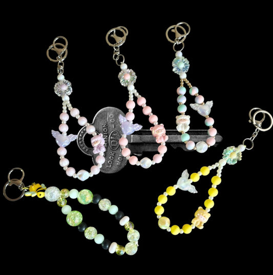 Handgemaakte acryl/ siliconen kralen sleutelhanger