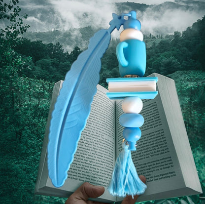 Handgemaakte veer kralen bladwijzer,  boekenlegger