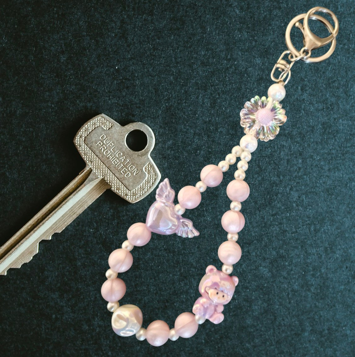 Handgemaakte acryl/ siliconen kralen sleutelhanger