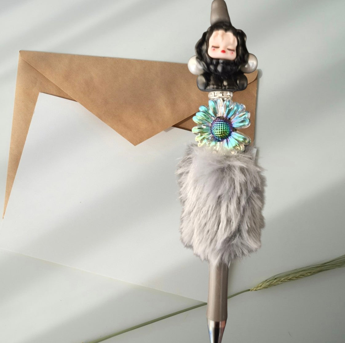 Fluffy luxury pens with beads,