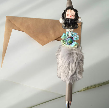 Fluffy luxury pens with beads,