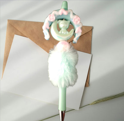 Fluffy luxury pens with beads,