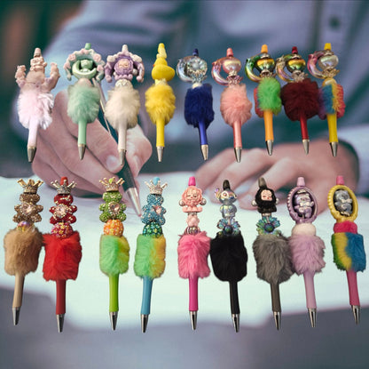 Fluffy luxury pens with beads,