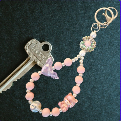 Handgemaakte acryl/ siliconen kralen sleutelhanger